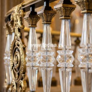 Designer Brass Staircase Handrail For Homes Balcony Round Grill Design