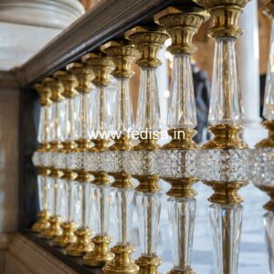 Modern Brass Staircase Railing With Unique Style Gate And Railing Design