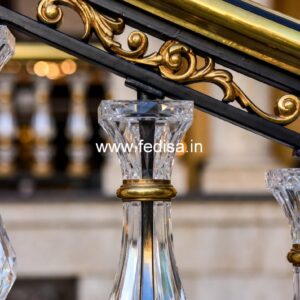 Antique Brass Staircase Railing With Classic Finish Window Baluster Design