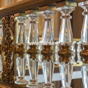 Stylish Brass Staircase Railing With Decorative Finish New Handrail Design