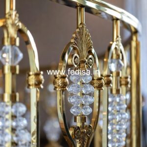 Luxury Brass Balcony Railing With Artistic Detailing Iron Grill Design For Steps