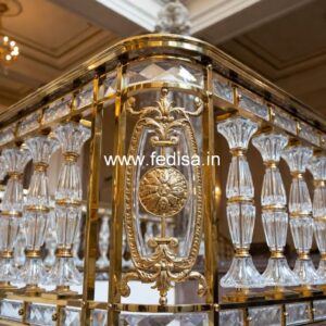Elegant Brass Staircase Railing With Gold Finish Commercial Railing Design