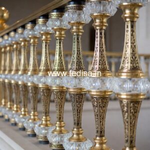 Elegant Brass Staircase Railing For Villas Round Pipe Railing