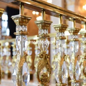 Elegant Brass Staircase Design With Decorative Finish Modern Vertical Railing