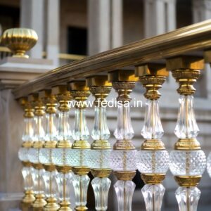 Modern Brass Staircase Railing With Glass Inserts Steel Jeena Railing Design