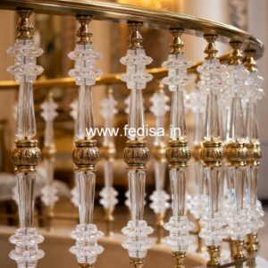 Decorative Brass Handrail With Artistic Detailing Boundary Wall Steel Railing Design