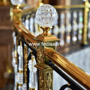 Brass Staircase Railing Design With Elegant Touch Balcony Tempered Glass Design