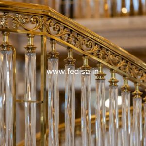 Designer Brass Staircase Handrail For Homes Metal Modern Stair Railing
