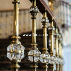 Antique Brass Staircase Railing With Classic Finish Modern Spindle Staircase