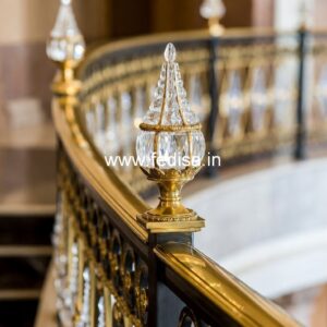 Designer Brass Handrail For Premium Staircases Steel Railing Sheeshe Wali