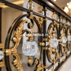 Designer Brass Balcony Railing With Unique Finish Modern Stairs With Glass Railing