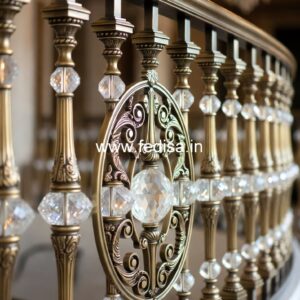 Elegant Brass Staircase Railing With Artistic Work Railing Design Chhat Ka