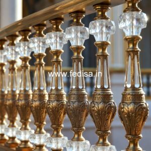 High-end Brass Staircase Railing Design Exterior Glass Railing Design