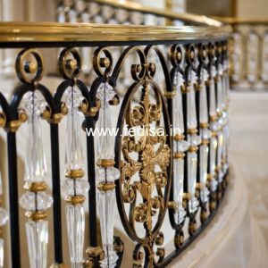 Brass Staircase Railing Design With Glass Panels Interesting Stair Railings