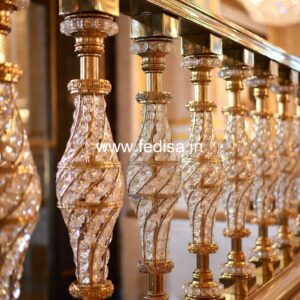 Brass Balcony Railing With Decorative Pattern Tuffen Glass Design For Railing