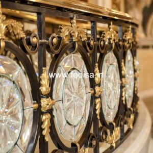 Luxury Brass Handrail For Grand Staircases Flat Bar Railing Design