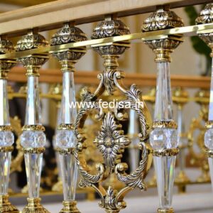 Luxury Brass Stair Railing With Designer Style Stud Rail Design