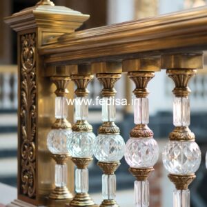 Premium Brass Stair Railing With Unique Design Balcony Railing With Glass Design