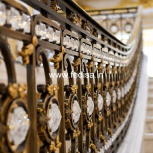 Stylish Brass Staircase Railing With Decorative Finish Steel Ki Railing New Design