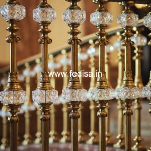 Elegant Brass Staircase Railing With Artistic Work Modern Balcony Railing Design Exterior