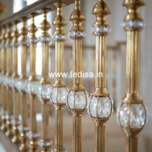 Elegant Brass Balcony Railing Design For Villas Terrace Railing Design With Bricks