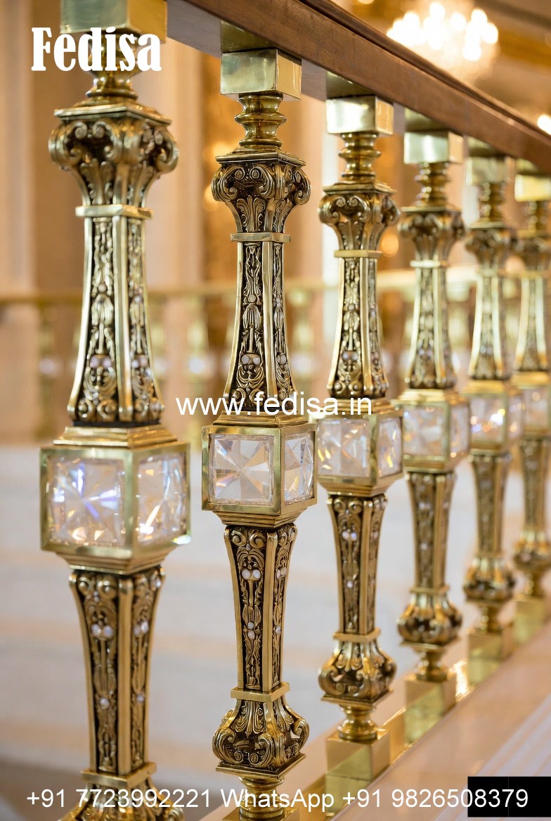 Modern Brass Railing Design For Staircase Railing Boundary Wall