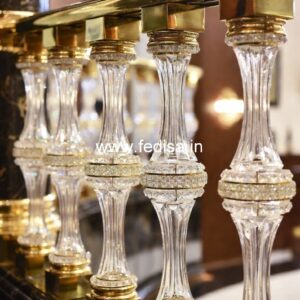 Luxury Brass Railing Design With Gold Finish Stainless Steel Stair Railings With Glass