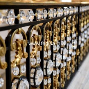 Brass Staircase Handrail With Classic Touch Steel Grill Design