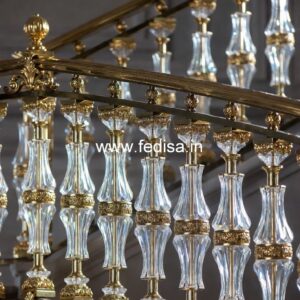 Elegant Brass Staircase Design With Decorative Finish Khidki Ka Design