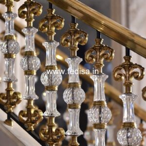 Elegant Brass Staircase Railing With Luxury Finish Boundary Wall Grill Design