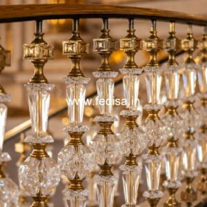 Stylish Brass Stair Railing With Artistic Touch Wooden Grill Design