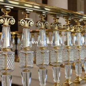 Luxury Brass Stair Railing With Designer Style MS Safety Door Design