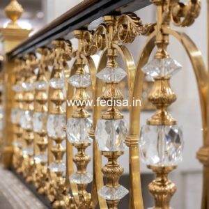 Stylish Brass Staircase Railing With Decorative Finish MS Grill Gate Design