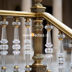 Premium Brass Balcony Railing For Interior Spaces Window Grill Design With Wood Frame