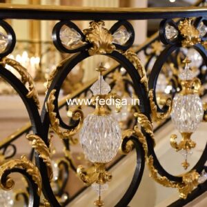 Designer Brass Handrail For Premium Staircases Grill Color Design
