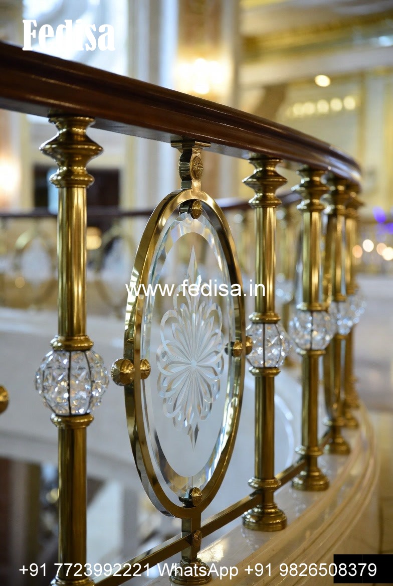 Decorative Brass Staircase Railing With Fine Finish Stainless Steel Main Door Grill Design