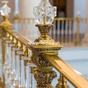 Antique Brass Staircase Railing With Elegant Style Kitchen Window Grill Design