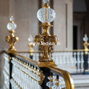 Elegant Brass Stair Railing With Classic Finish Grill Fence Design