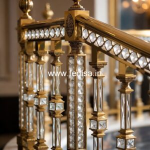 High-end Brass Staircase Railing Design Big Window Grill Design