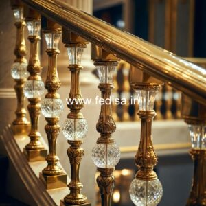 Brass Railing Design With Glass Combination Steel Grill Gate