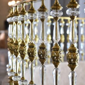 Elegant Brass Staircase Railing With Gold Finish Main Door Grill Design For Home