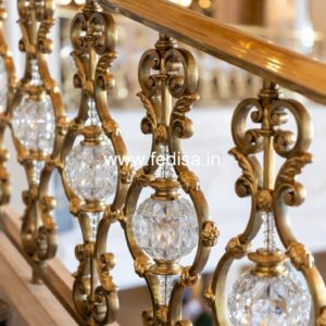 Elegant Brass Balcony Railing With Designer Look Iron Jali Door Design