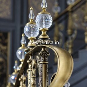 Brass Balcony Railing With Decorative Pattern Sliding Window With Grills Inside