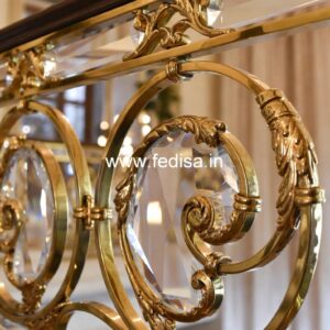Designer Brass Staircase Railing With Custom Patterns Grill Door Design For Main Door