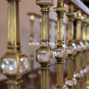Designer Brass Staircase Railing With Fine Finish Roshandan Grill Design