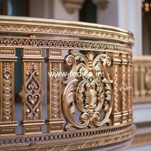 Antique Brass Staircase Railing For Royal Homes Round Balcony Grill Design