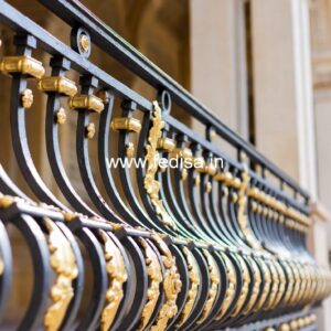 Stylish Brass Staircase Railing With Elegant Look Window MS Grill Design