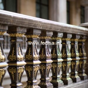 Brass Staircase Railing Design With Premium Finish Front Glass Grill Design