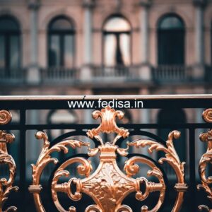 Designer Brass Handrail For Premium Staircases Large Window Grill Design