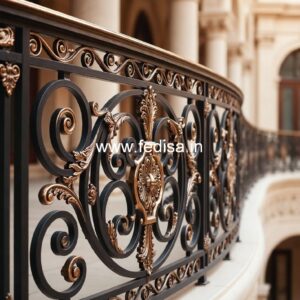Elegant Brass Balcony Railing With Designer Style Fancy Gate Grill